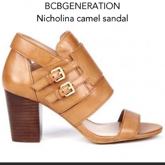 BCBGENERATION brown leather stack heel sandals 9.5 - Picture 6 of 9